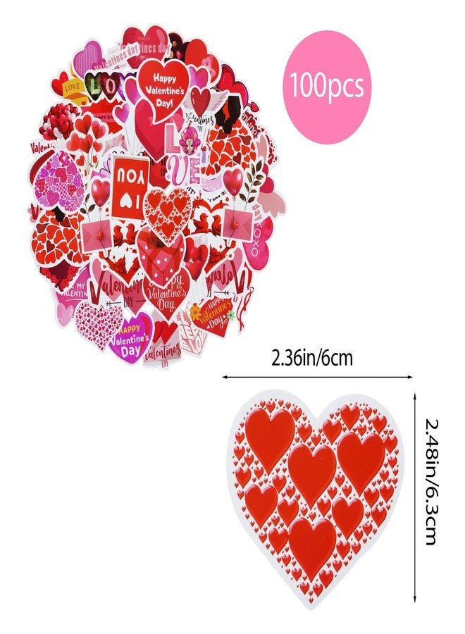 Fengek Valentines Day Stickers - 100 Pcs Heart-Shaped Stickers for Water Bottles & Scrapbook Decor - Image 2